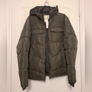Produkt Men's Olive Hooded Puffer Jacket Size Large